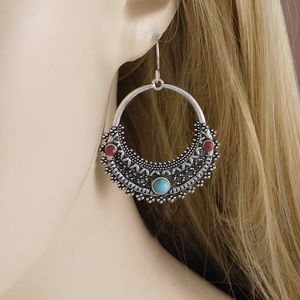 Bohemian Drop Hoop Earrings